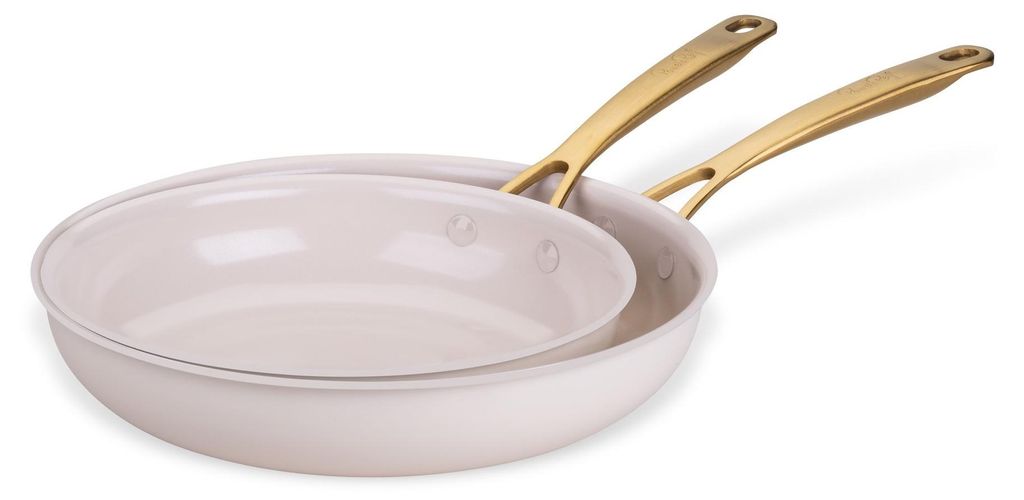 Fackelmann x Pamela Reif Signature Bratpfannen-Set 3-tlg. Ø 20/24/28 cm, Pastell-Beige, aus recyceltem Aluminium