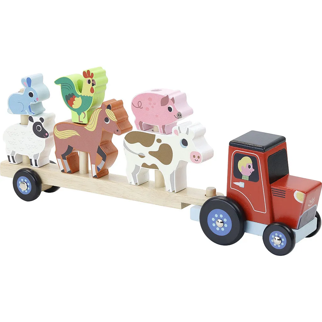 Tracteur en Bois avec Animaux à Monter : Finis les Jouets Cassables