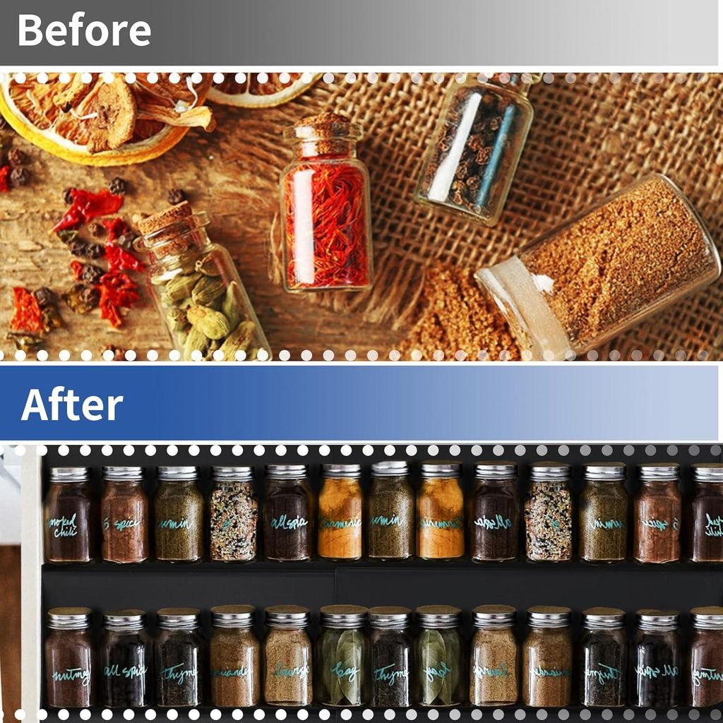 Kräuterorganizer Schublade - Kräuterschublade mit verstellbarer Breite - 4 Etagen