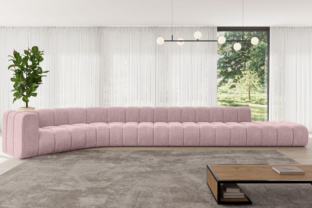 ALTDECOR Modulares Sofa Ecksofa in L-Form - Tilmo-L3 - 581x194x70 cm Rosa - Corner modular Sofa Eckcouch Couch Wohnlandschaft Cauchsofa Bodensofa P...