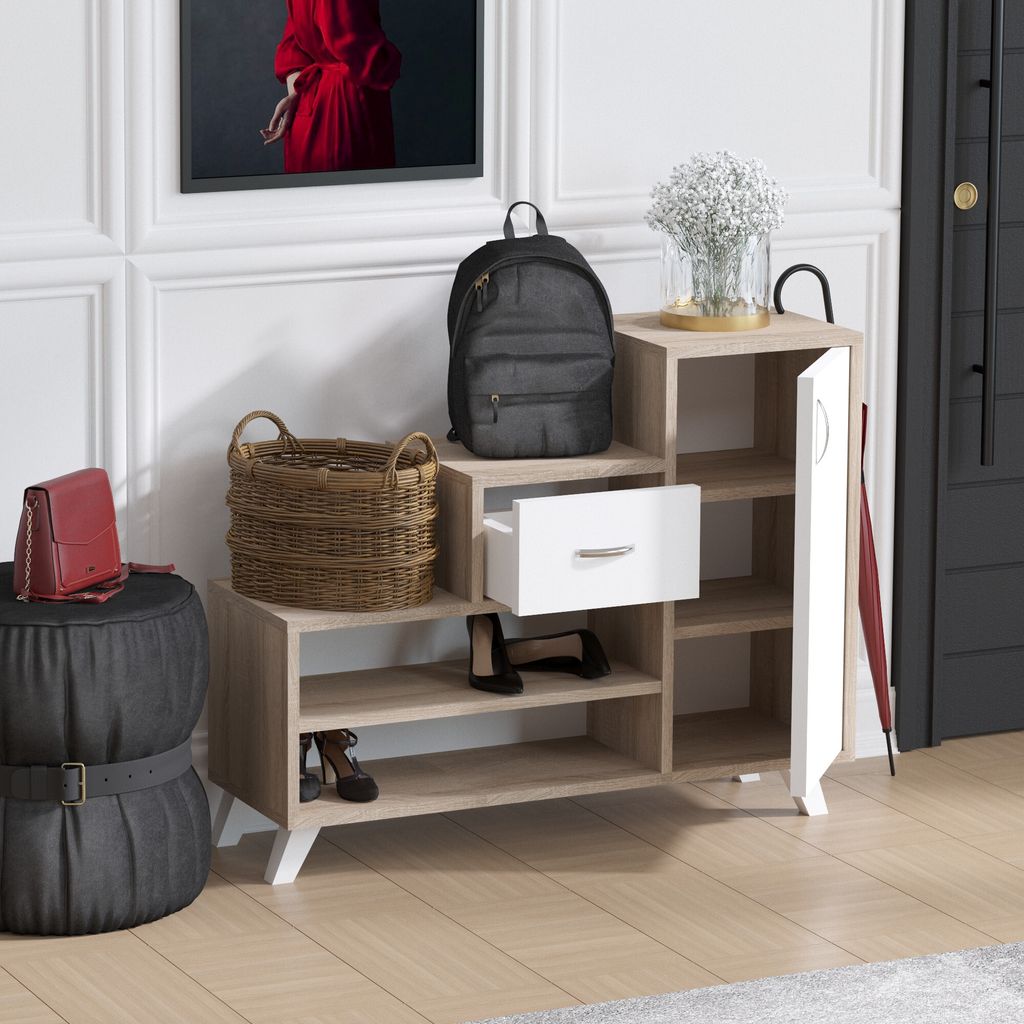 Skye Decor, Retro- Retro DCH, Beige, Schuhschränke, 77x90x33 cm, 100% Melaminbeschichtete Partikelplatte