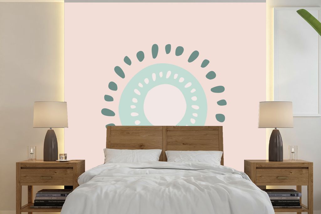 MuchoWow Fototapete für Wohnzimmer oder Schlafzimmer Wandtapete Vinyl Motivtapete Sommer - Kiwi - Rosa - 240x240 cm - Schlafzimmer-Tapete