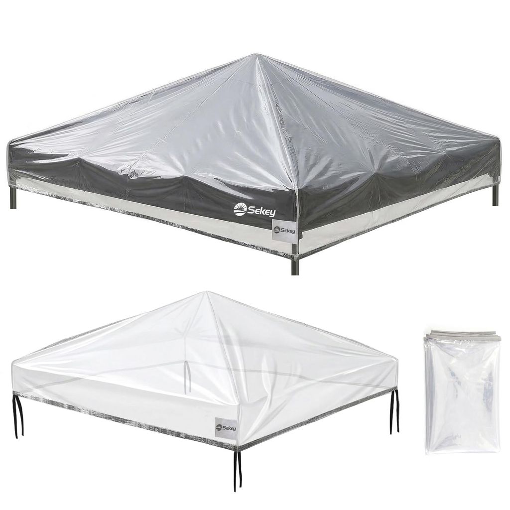 Sekey Ersatzdach Pavillon 3x3 m, Transparent EVA Material, Wasserdicht & Winterfest, Garten Pavillon Dach Ersatz