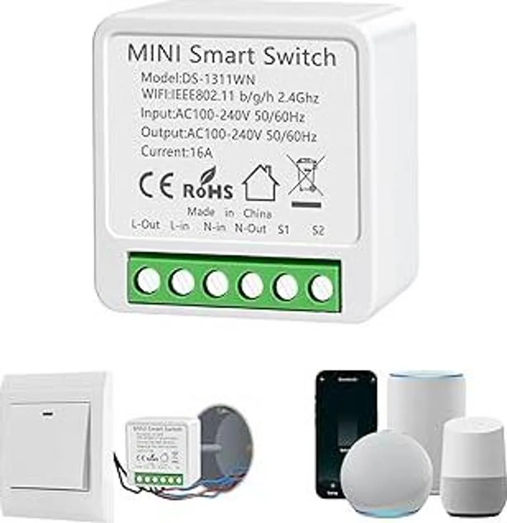 Modulo WiFi Smart Interruttore Luci - Mini Relè 16A Smart Life Alexa