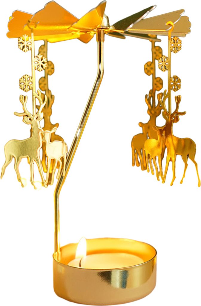 Romantischer rotierender Kerzenhalter, rotierender goldener Kerzenständer aus Legierungsblättern, Karussell-Kerzenständer für Hochzeitsfeiern, ...