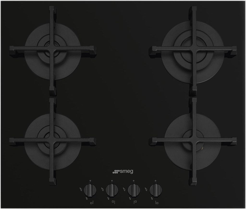 Smeg Universal PV264B Einbaukochfeld / 60 cm / Gas / 4 Brenner / schwarz