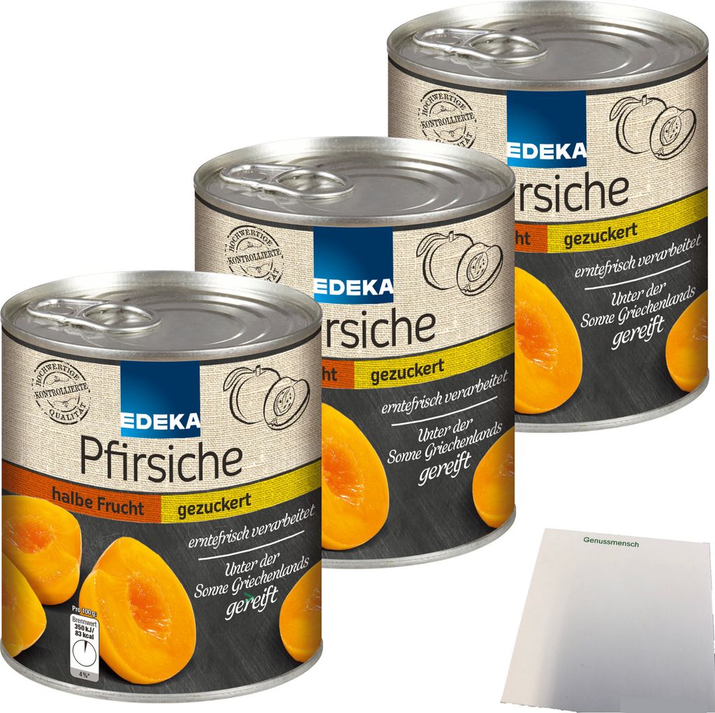 Edeka Pfirsiche halbe Frucht erntefrisch verarbeitet 3er Produktbild 