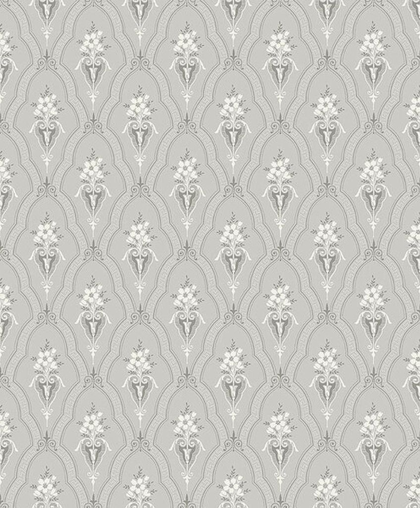 Borastapeter Tapete Blumen Grau - 660006 - 53 cm x 10.05 m