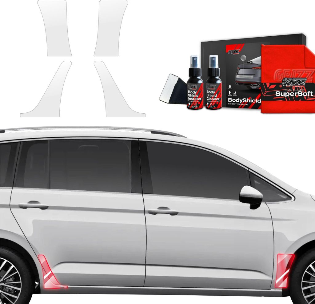 4in1 Schutzfolie Grizz Protector für hinteren & vorderen Seitenschweller - Volkswagen VW Touran (2024-2025)