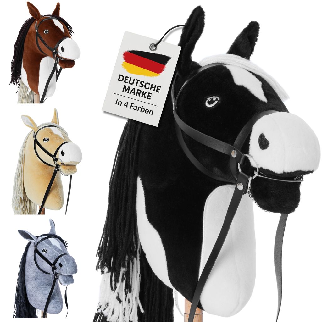 Hoofly® Hobby Horse Schwarz (Schecke) - Großes Steckenpferd Produktbild 
