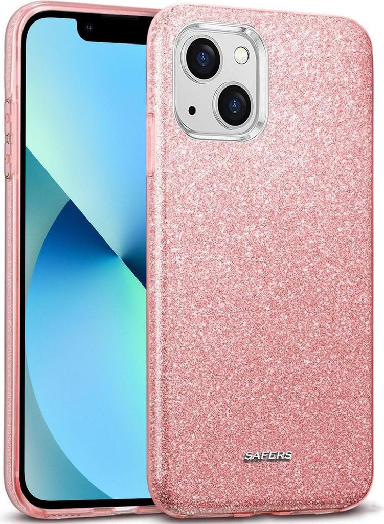 Conie Glitzer Schutzhülle für iPhone 13 Hybrid Silikon Hard Case TPU Cover Hülle in Rosa