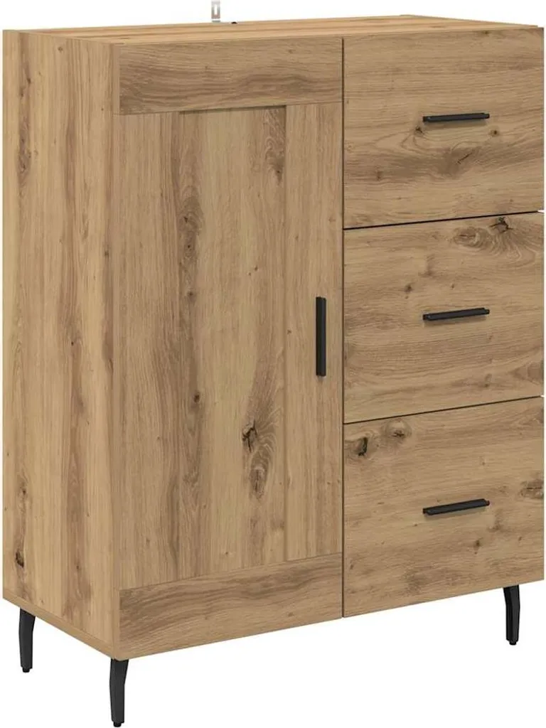 SYFAX Credenza Robusta Rovere Artigianale - Mobile con Cassetto 90cm