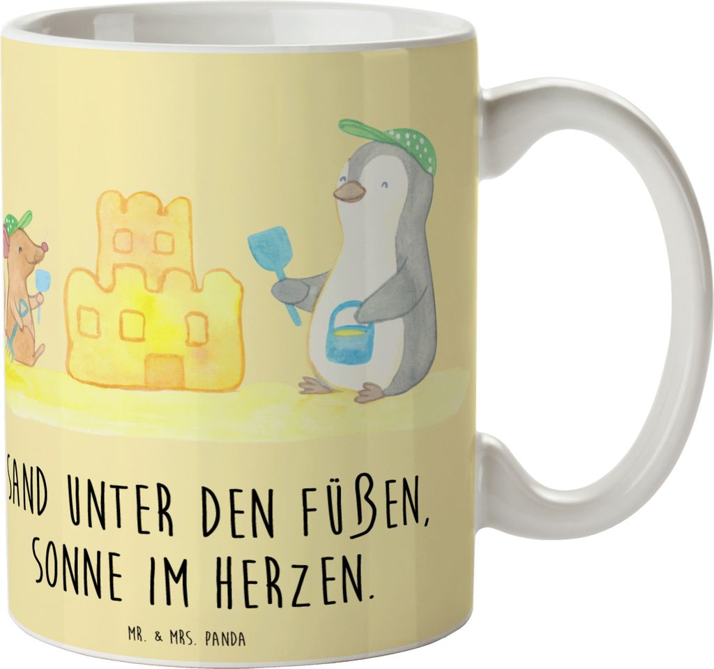 Mr. & Mrs. Panda Pott Sommer Meer Strand - Gelb Pastell - Geschenk, Teepott, Kaffeetasse, Teetasse, Natur, Urlaub Am, Strandurlaub, Kaffeebecher, B...