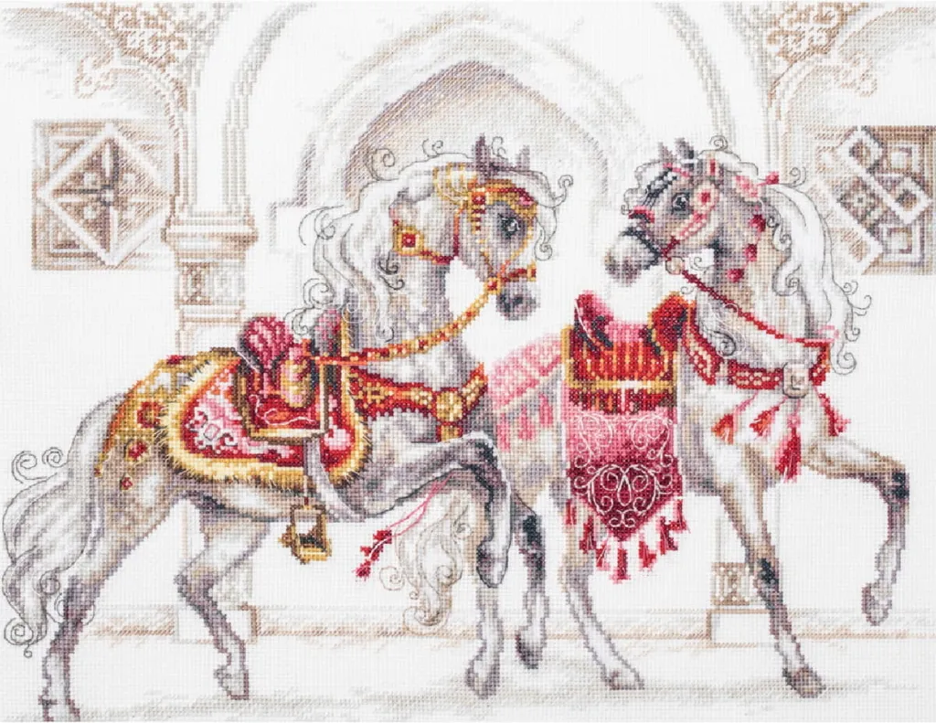 Kit Point de Croix Zweigart Chevaux Royaux Magic Needle 40x31cm