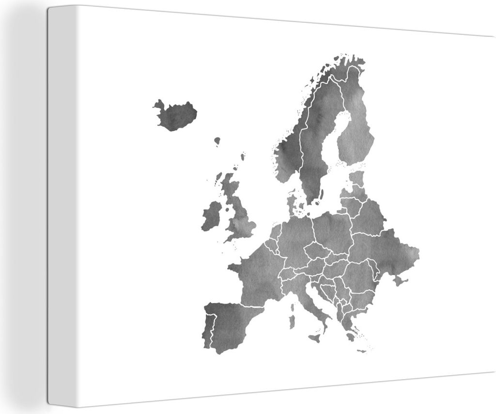 OneMillionCanvasses - Leinwandbilder - 150x100 cm, Eurocard in grauer Aquarellfarbe - schwarz und weiß, Wandbilder Kunstdruck Wanddekoration