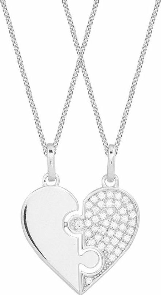 Xenox Damen Ketten-Anhänger 2er Set Herzen Sterling Silber 925 silberfarben - XS3527