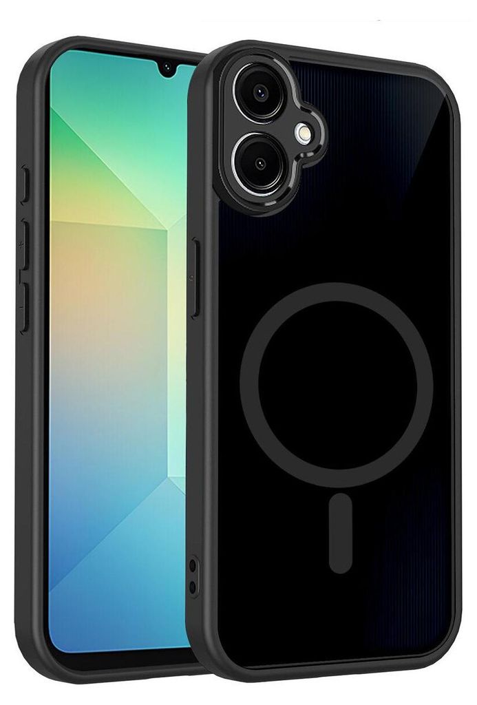 Magnetisch Hülle für Samsung Galaxy A06 4G/A06 5G, Handyhülle Transluzente Hart PC Rückseite TPU Stoßfest Schutzhülle Schwarz