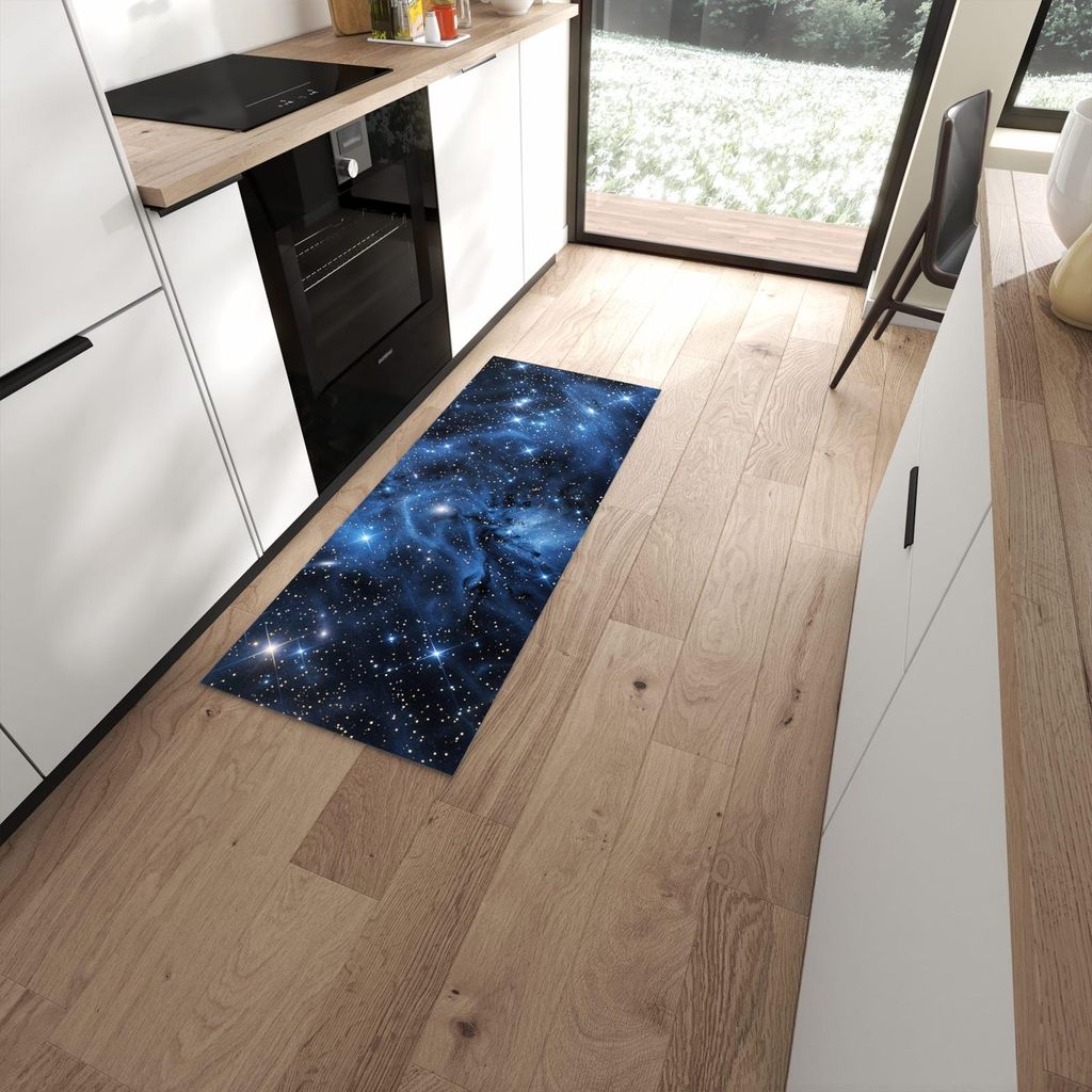 Küchenteppich 60x150cm rutschfest & abwischbar PVC Läufer - Sanfte Sternenhinmel