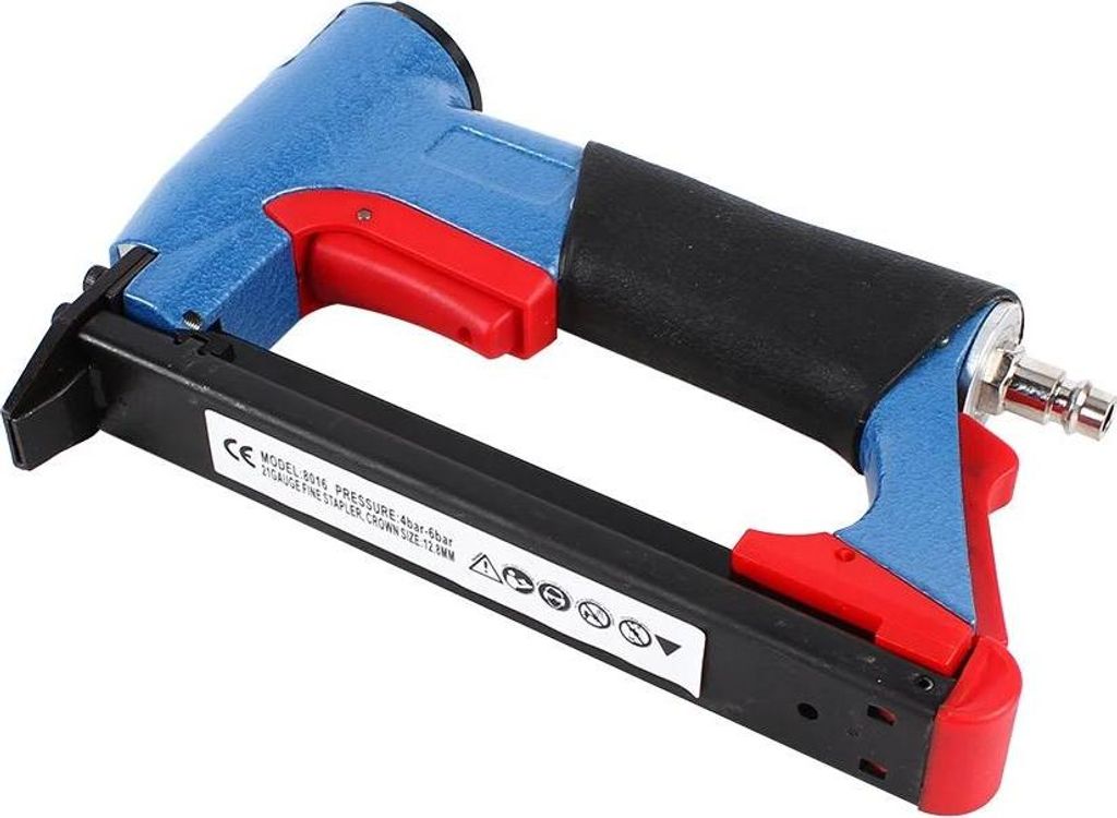 Professioneller Druckluft-Tacker/Nagler, 1/2 Zoll, Aluminiumgehäuse, für Möbel- & Holzarbeiten, blau