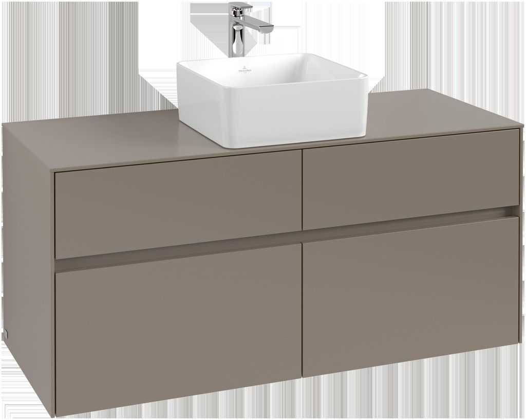 Villeroy & Boch Collaro Waschbeckenunterschrank, 4 Auszüge, Waschbecken mittig, Wandmontage, 1200x548x500mm, C04100AA