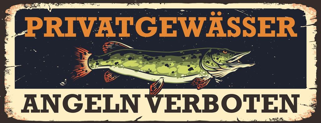 vianmo Blechschild 10x27 cm Privatgewässer Angeln verboten Hecht Fisch