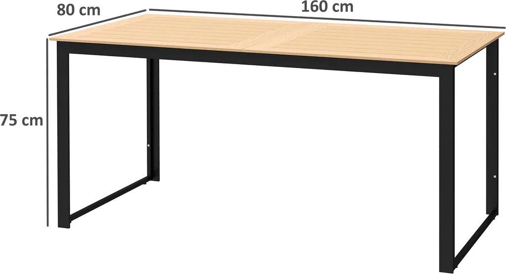 Grande table de terrasse rectangulaire 160 cm résistante aux UV