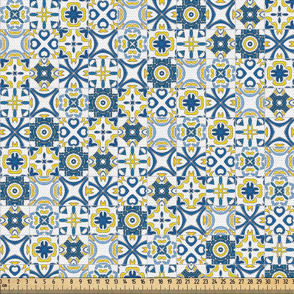 ABAKUHAUS Ethnisch Gewebe als Meterware, Traditionelles marokkanisches Mosaik-portugiesisches europäisches Arabesken-mittelalterliches Muster, 5 M...