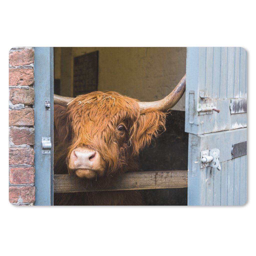 MuchoWow Mauspad Mousepad Schottischer Highlander - Bauernhaus - Scheune 27x18 cm - Mousepads - Maus Mat - Pad - Mausunterlage - Büroartikel - D...