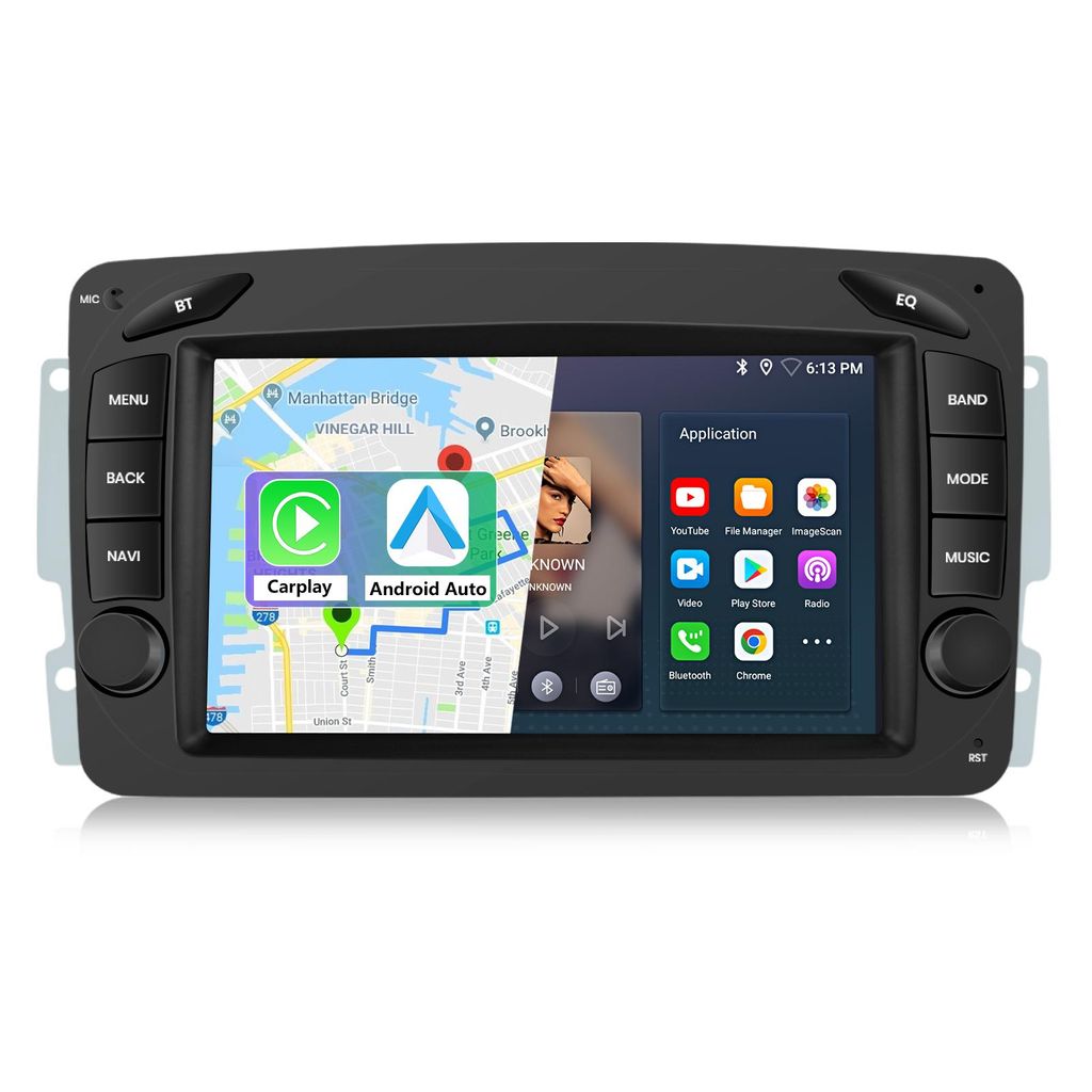 Android 15 Autoradio (2+32GB) für Mercedes C-Klasse W203/W208/W209 - 2DIN Upgrade mit Wireless CarPlay, Android Auto, DAB+, GPS & SWC