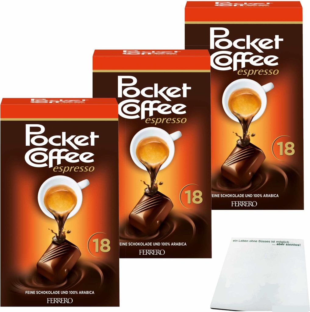 Ferrero Pocket Coffee Espresso 3er Pack (3x225g Packung) + usy Block