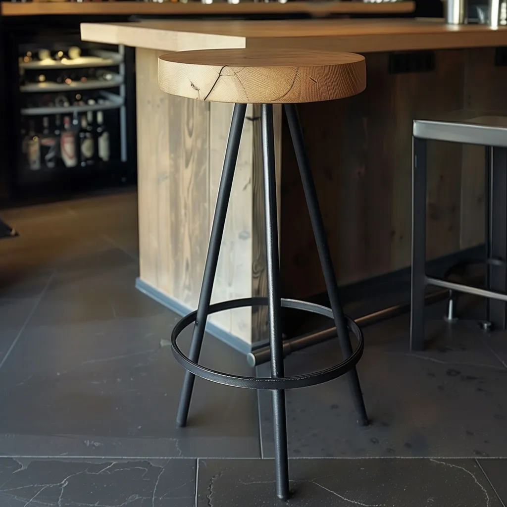 Sgabello Alto Bar 70cm - 3 Gambe con Cinghia - Arredo Pub e Club