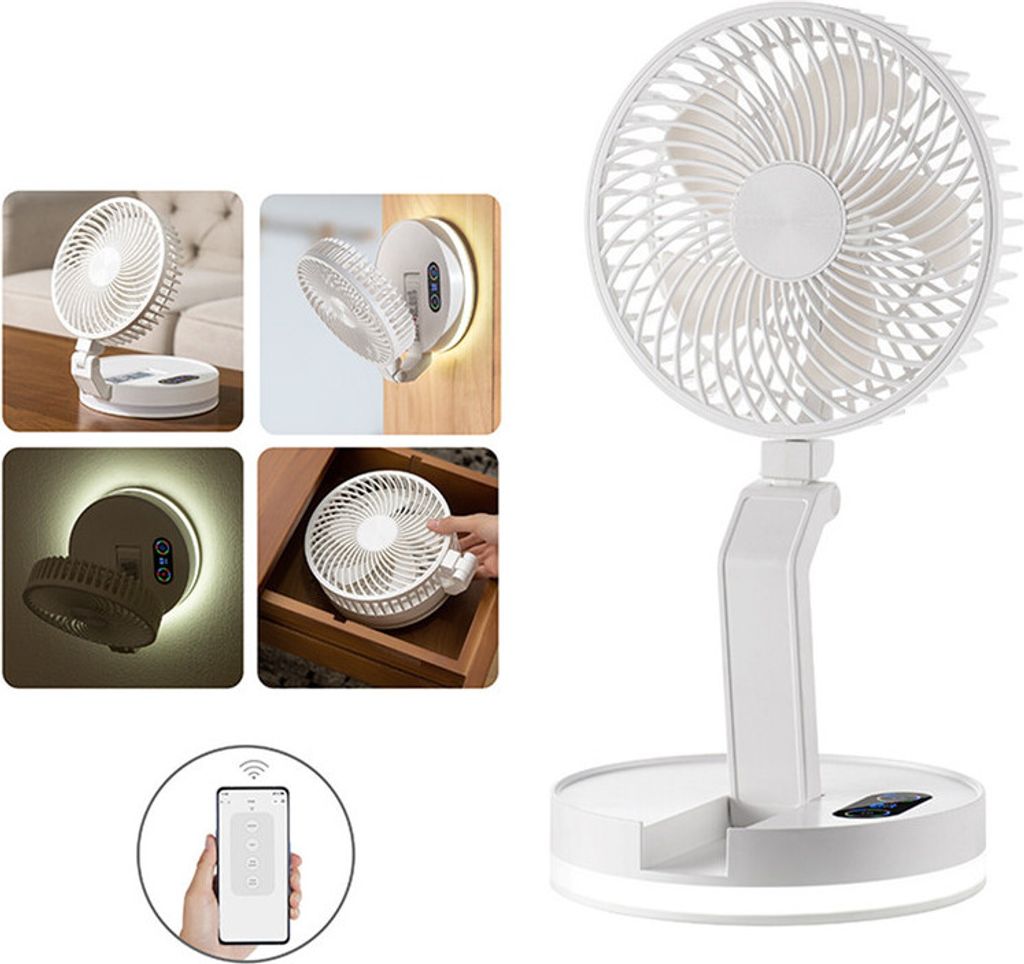 Klappbar Tischventilator Wiederaufladbar Akku Ventilator Lüfter Wandmontage möglich Tischventilatoren mit Fernbedienung 3 Geschwindigkeitsstufen ...
