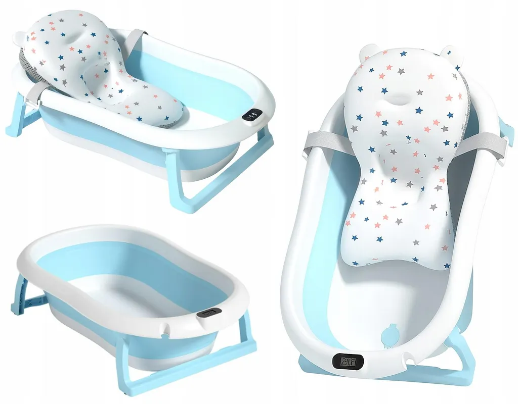 Baignoire pour bébé pliable ARIEL avec coussin de confort et sonde LCD