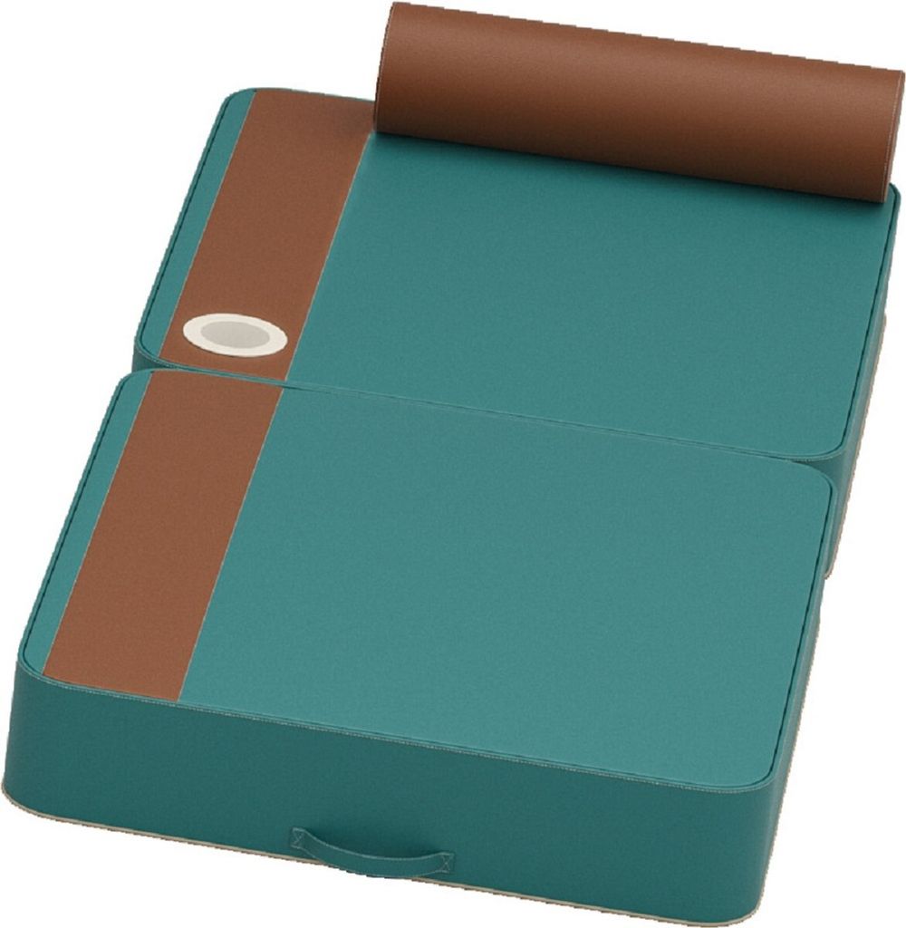 Casa Padrino Luxus Wasserliege Türkis / Braun 190 x 80 x H. 17 cm - Wasserdichte Kunstleder Wasser Liege mit Kopfstütze und Getränkehalter - Son...
