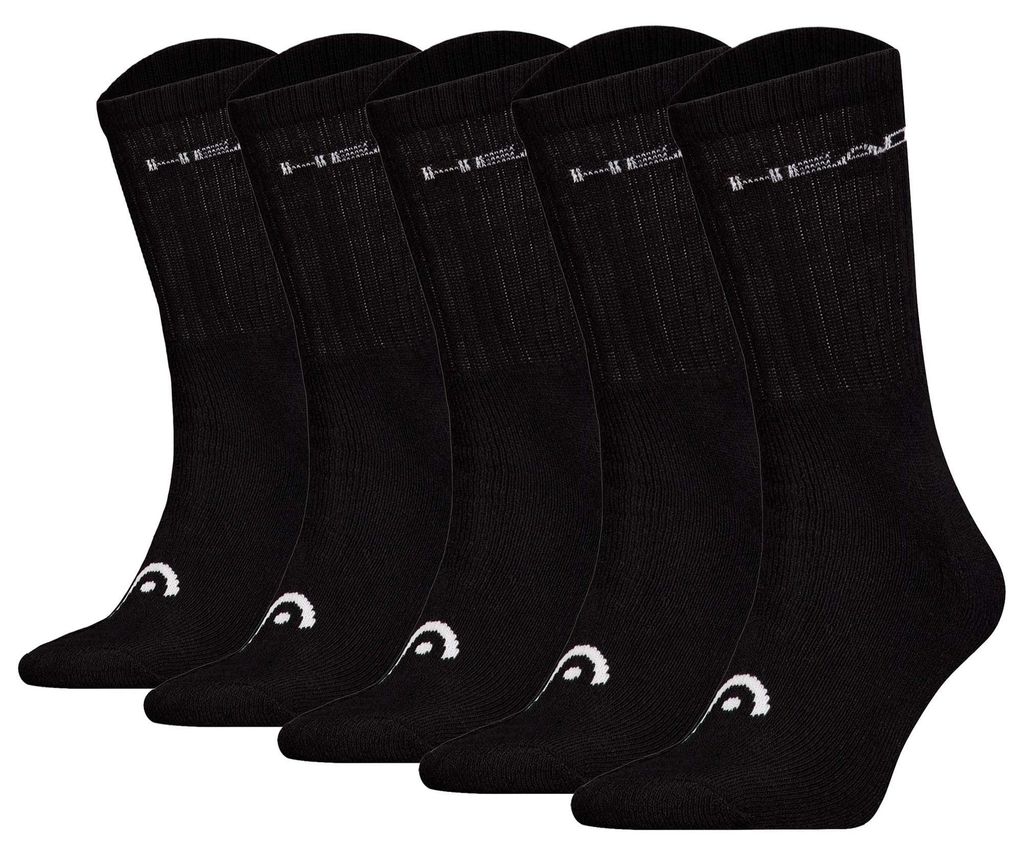 HEAD Uni Socken, 5er Pack - ELEMENTS ALL SPORTS CREW ECOM, einfarbig Schwarz 35-38