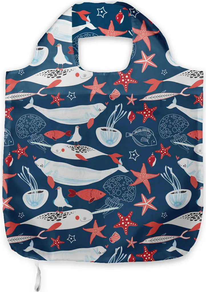 Borsa in Tessuto Narwhal ABAKUHAUS | Shopper Eco-Friendly Blu