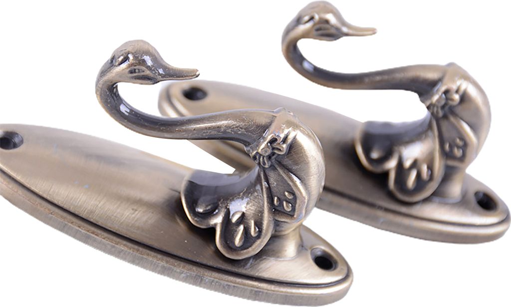 2pcs Tieback -Haken Wandmontierte zarte Gussdetail Swan Form Zinklegungsvorhang Haken Haken Vorhangzubehör Accessoires-Bronze