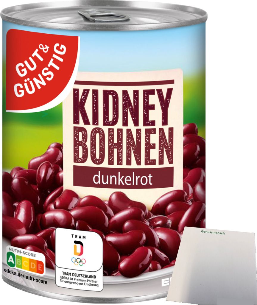Gut & Günstig Kidneybohnen dunkelrot (400g Dose) + usy Block