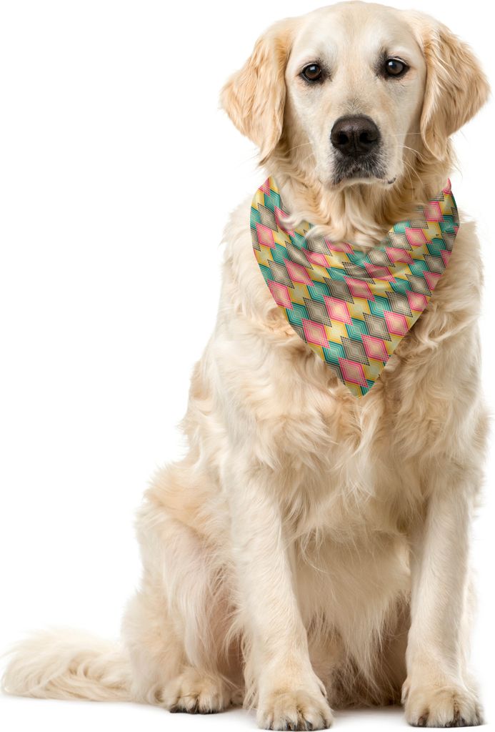 ABAKUHAUS Gedämpfte Farben Haustier Bandana, verschachtelte Rhombuses, 40x40 cm, rosa Seafoam