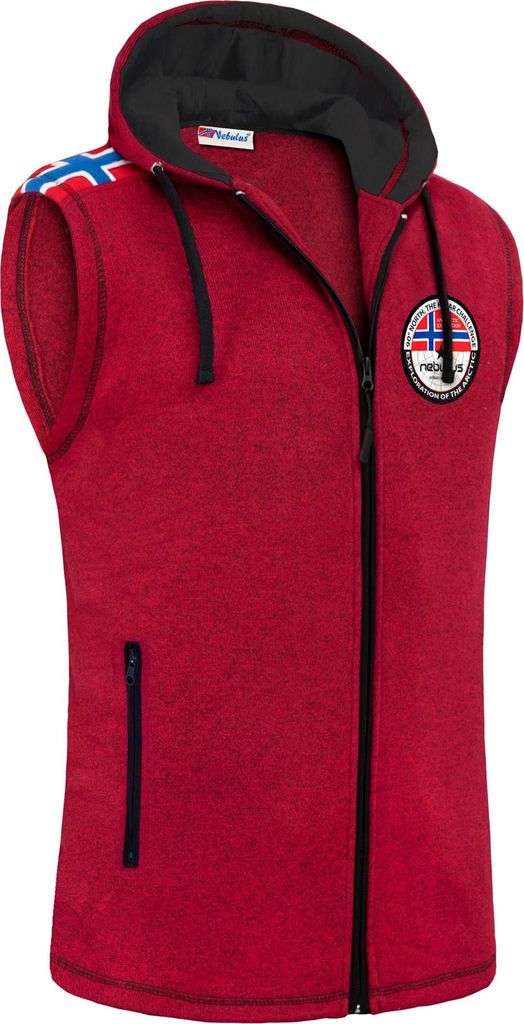 Nebulus Fleeceweste NORWAY Herren, Outdoorweste , Sommerjacke , P5860 - Herren, rot meliert, L