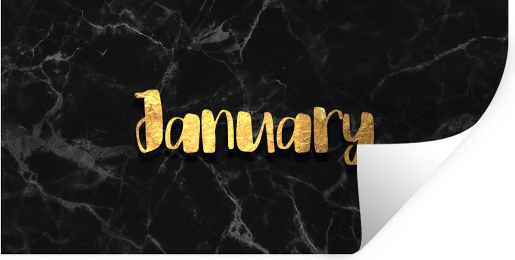 MuchoWow Wandtattoo Wandsticker Wandaufkleber Kalender - Januar - Gold - Marmor 160x80 cm Selbstklebend und Repositionierbar - Sticker - Dekorfolie