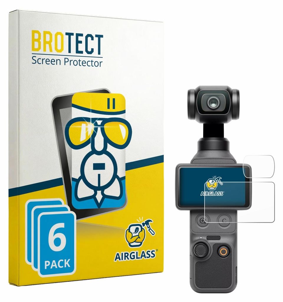 6x BROTECT Schutzglas für DJI Osmo Pocket 4 (Display + Linse) Schutzfolie Panzer Folie Glas Display Schutz klar