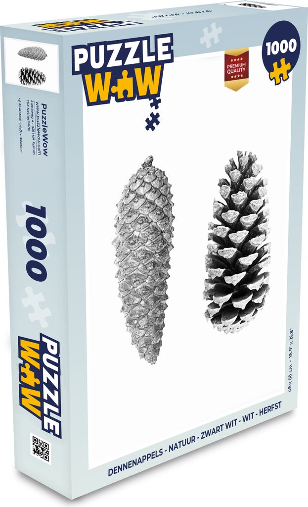 MuchoWow Puzzle 1000 Teile Tannenzapfen - Natur - Schwarz und Weiß - Herbst - Spielzeug - Alt und Jung - Spiele - Puzzeln
