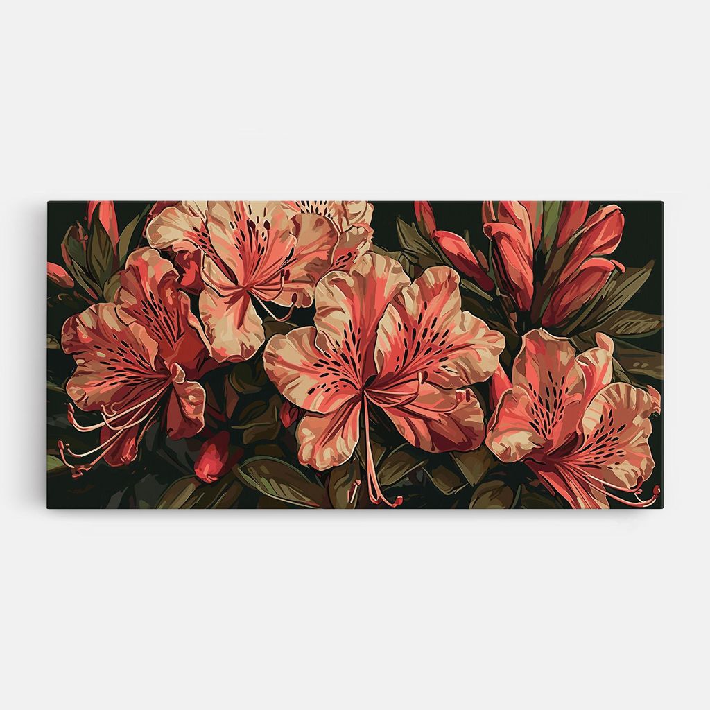 ARTHUB Leinwandbild 60x120 cm, Cream Exotic Art | Wohnzimmerdekoration, Hängende Bilder, Wanddekoration, Heimdekoration, Blumen, Exotische Blumen