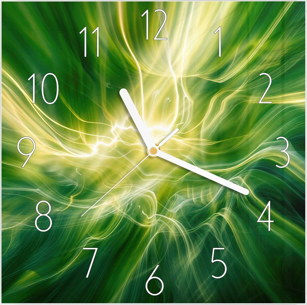 Wanduhr aus Glas mit Motiv Leuchtendes Glühen- 30 x 30 cm - inkl. Aufhängesystem