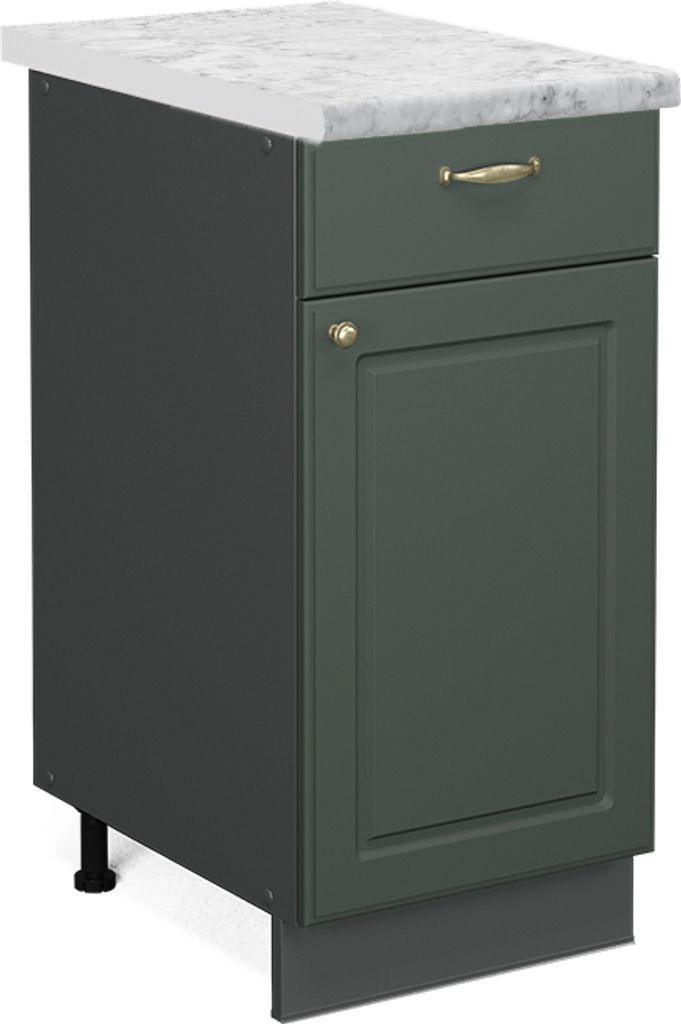Küchenunterschrank Vicco Fame-Line Grün-Gold Landhaus 40 cm , AP Marmor, Model 46279