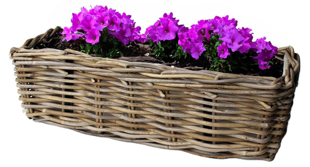 Balkonkorb - Rattan geflochten -46 x 19 x 15 cm - Produktbild 