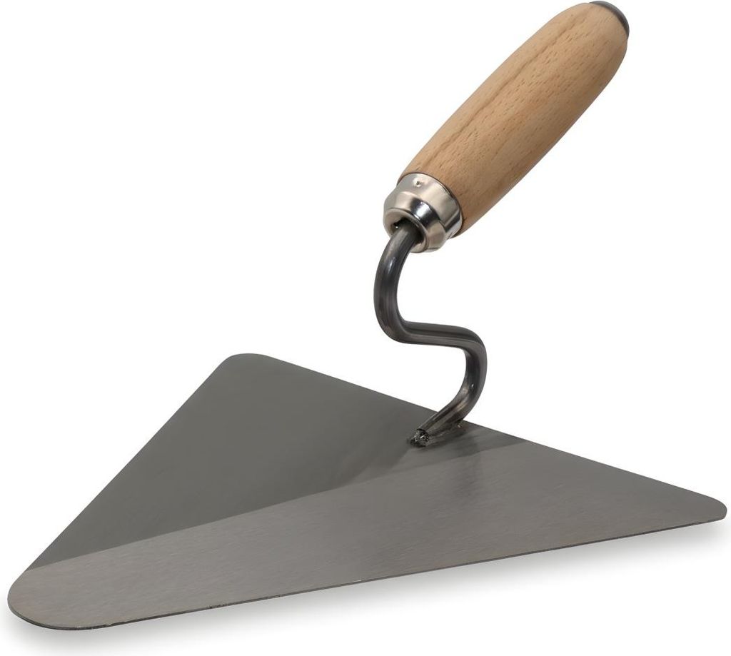 Berliner Maurerkelle, Dreieckskelle mit S-Hals u. Holzgriff, 220x215mm