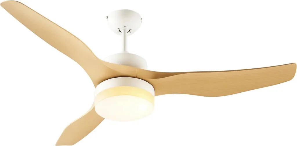 Grand plafonnier ventilateur en bois avec lumière LED - Salon et Loft