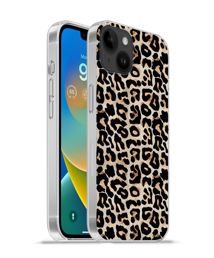 MuchoWow Handyhülle Schutzhülle Hülle für Apple iPhone 14 Plus - Soft case Pantherdruck - Braun - Luxus Silikon Softcase Handy Hülle - Abbil...
